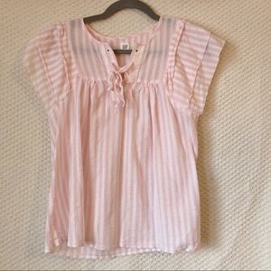 GAP pink and white laced top